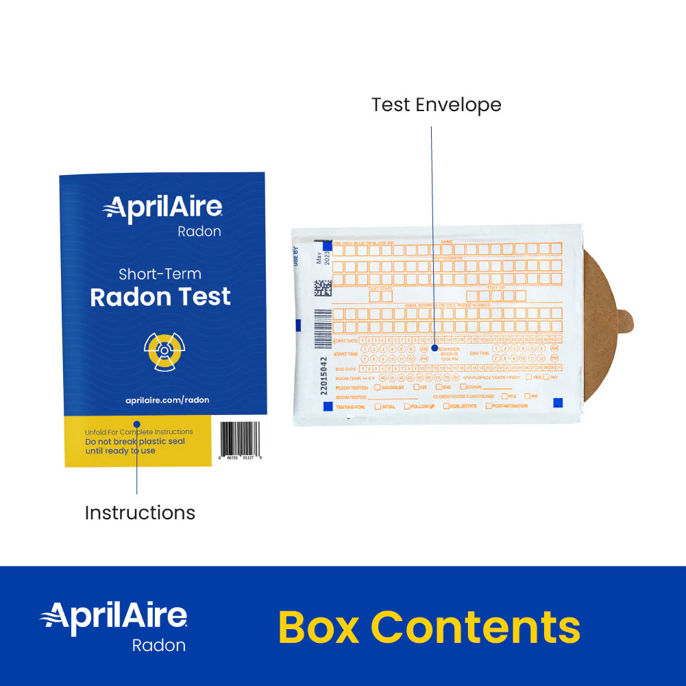 AprilAire Radon Control Radon Test Kit Contents Web Ready Photo