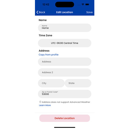 aprilaire wi fi thermostat app edit location screen user guide