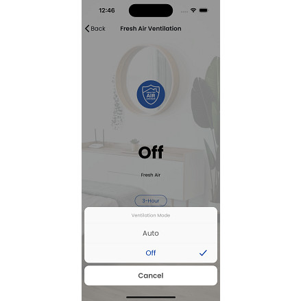 wi-fi thermostat app ventilation modes screen user