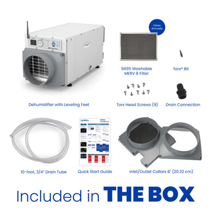 AprilAire E070W Dehumidifier Box Contents Web Ready Photo