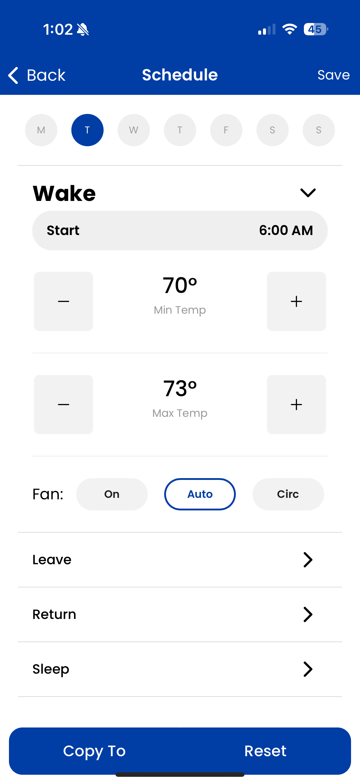 Schedule Screen 2