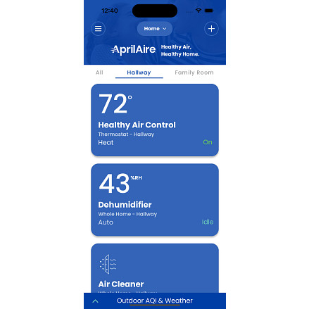 aprilaire wi fi thermostat app location home screen